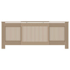 vidaXL Radiator Cover with Adjustable Length, Slatted Design Heater Cover Cabinet with Storage Shelf, Hide Cluttered Pipes, MDF, 55.5-80.7''x7.5''x32.1'', Brown