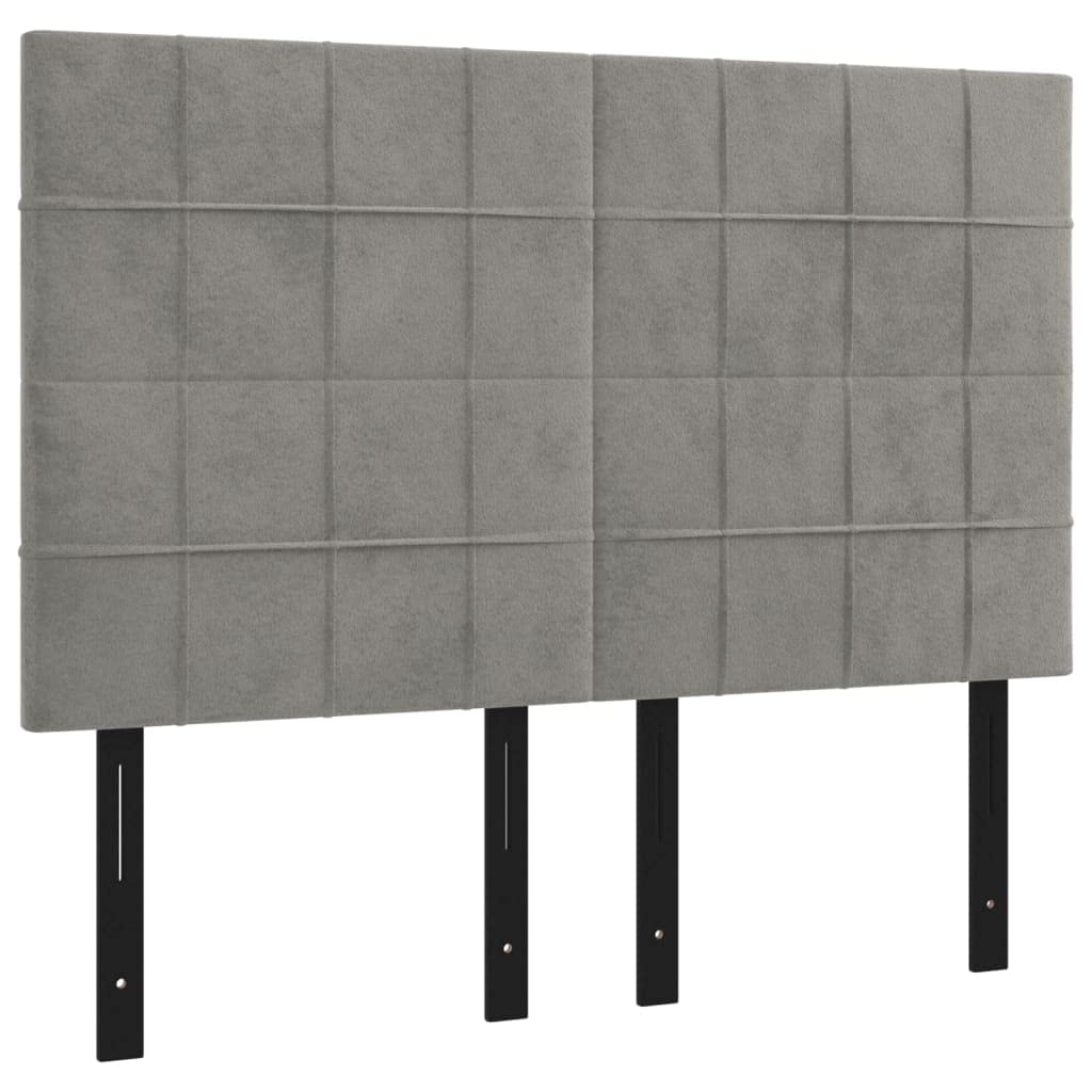 Vidaxl 4-Piece Light Gray Velvet Headboards 56.7"X2"X46.5"/50.4" - Classic Style Bedroom Furniture, Poly-Filled, Crafted From Velvet And Solid Larch Wood