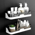 Self Adhesive Wall Mounted Bathroom Shelf Organiser No Drill Plastic Rack
