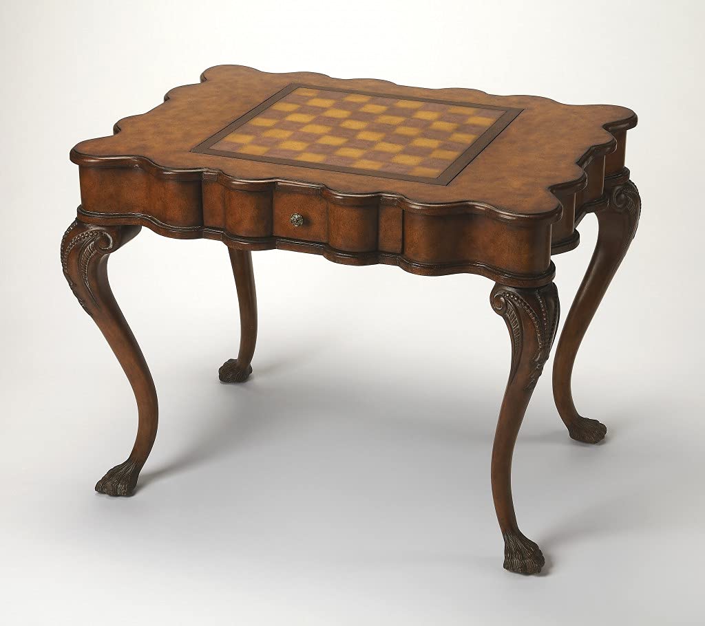 HomeRoots Medium Brown Wood, Wood Veneer Bianchi Traditional Game Table