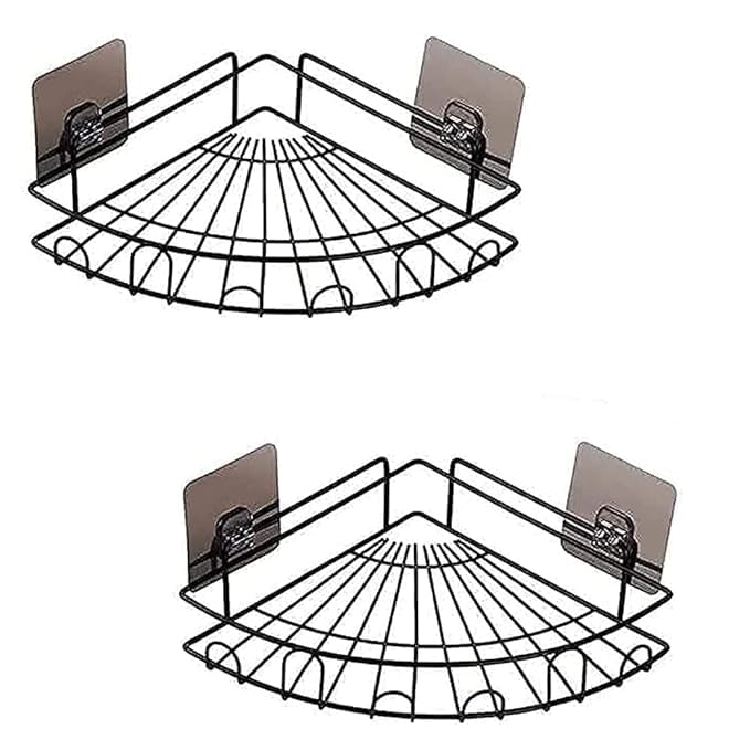 KITCHIVO?WallMounted Bathroom Organizer 2 in 1 Set | Corner Shelf with Soap Holder & Toothbrush Holder | NoDrill Adhesive Bath
