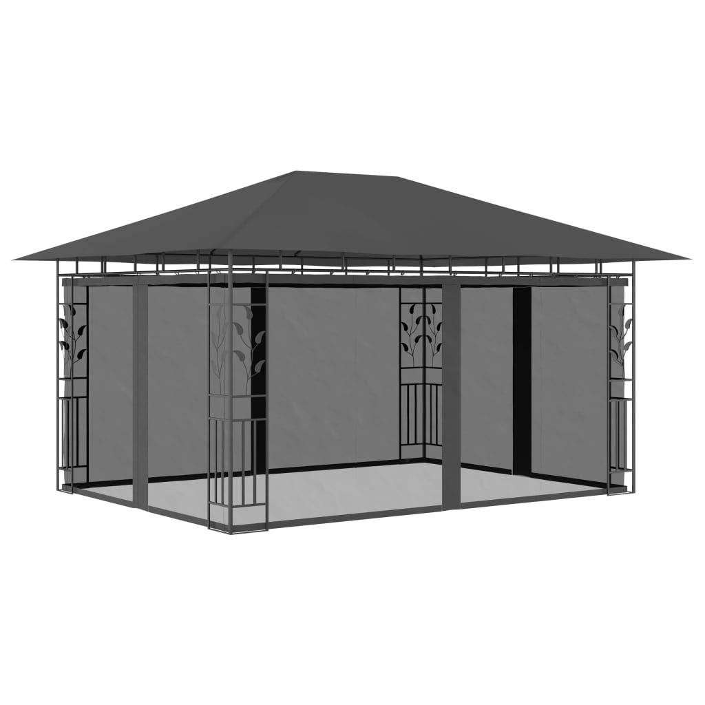 Gazebo with Mosquito Net 13.1'x9.8'x9' Anthracite 0.6 oz/ft²