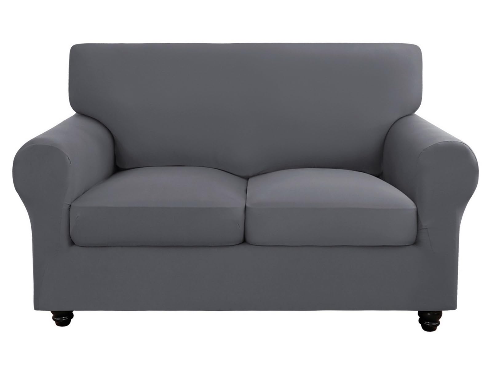 Searchi Stretch Sofa Cover Couch Cover, 3 Pieces Loveseat Slipcover With 2 Separate Cushion Cover, Washable Furniture Protector For Living Room(Loveseat, Grey)