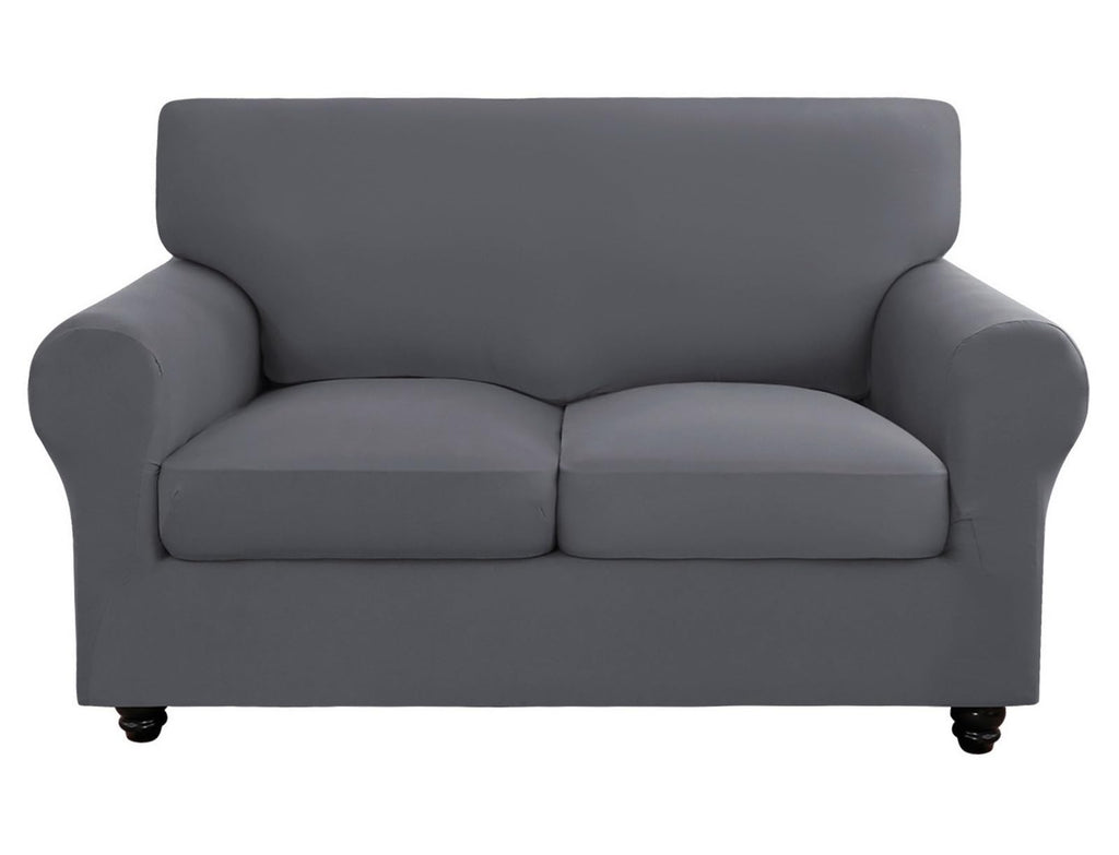 Searchi Stretch Sofa Cover Couch Cover, 3 Pieces Loveseat Slipcover With 2 Separate Cushion Cover, Washable Furniture Protector For Living Room(Loveseat, Grey)