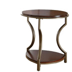 Steve Silver Miles End Iron Base, Cherry Tops, Mixed Media Occasional Group, Merlot Finish Table, 22 x 22 x 24.5