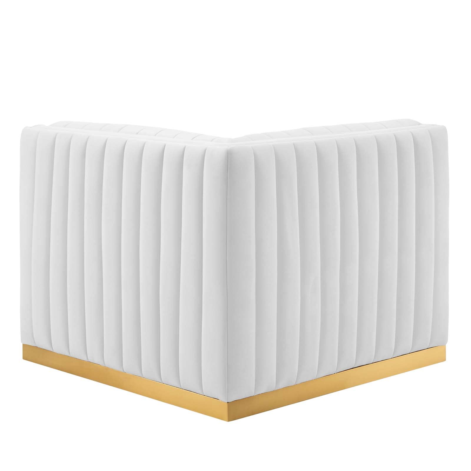 Modway Conjure Channel Tufted Upholstered Performance Velvet Sectional Sofa, Left Corner Chair, Gold White