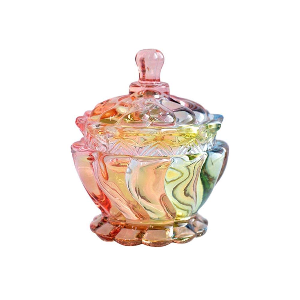 SOCOSY Royal Embossed Clear Glass Apothecary Jar With Lids, Candy Jar Containers Wedding Candy Buffet Jars Crystal Jewelry Box F