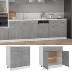 vidaXL Engineered Wood Drawer Bottom Cabinet, Optimized Storage, Simple Scandinavian Design, Concrete Gray, 31.5"x18.1"x32.1"