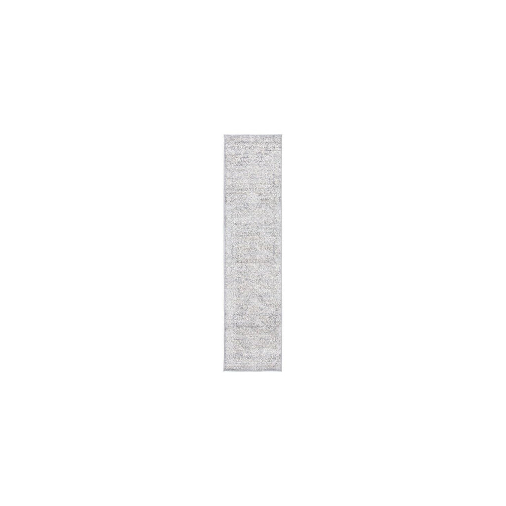 Safavieh Brentwood Collection Runner Rug - 2' x 20', Light Grey & Ivory, Medallion Distressed Design, Non-Shedding & Easy Care, 