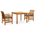 vidaXL Solid Acacia Wood Patio Dining Set with Cushions 3 Piece Wooden Garden Outdoor Balcony Backyard Terrace Table Chair Dinner Furniture