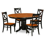 East West Furniture AVQU5-BCH-W 5 Piece Dinette Set for 4 Includes an Oval Dining Room Table with Butterfly Leaf and 4 Kitchen Dining Chairs, 42x60 Inch, Black & Cherry