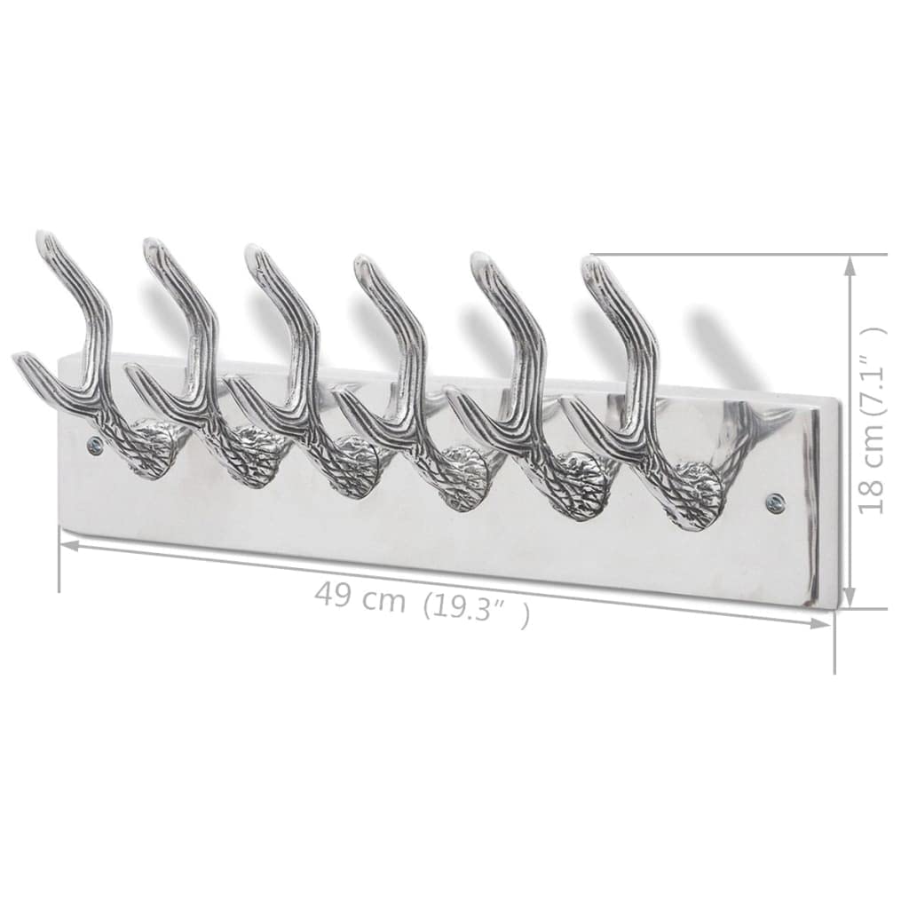 vidaXL 4X Wardrobe Coat Hook Coat Hat Bag Scarf Hanger Clothes Rack Stand Hallway Entryway Furniture Hall Tree Wall-Mounted Silver Aluminum