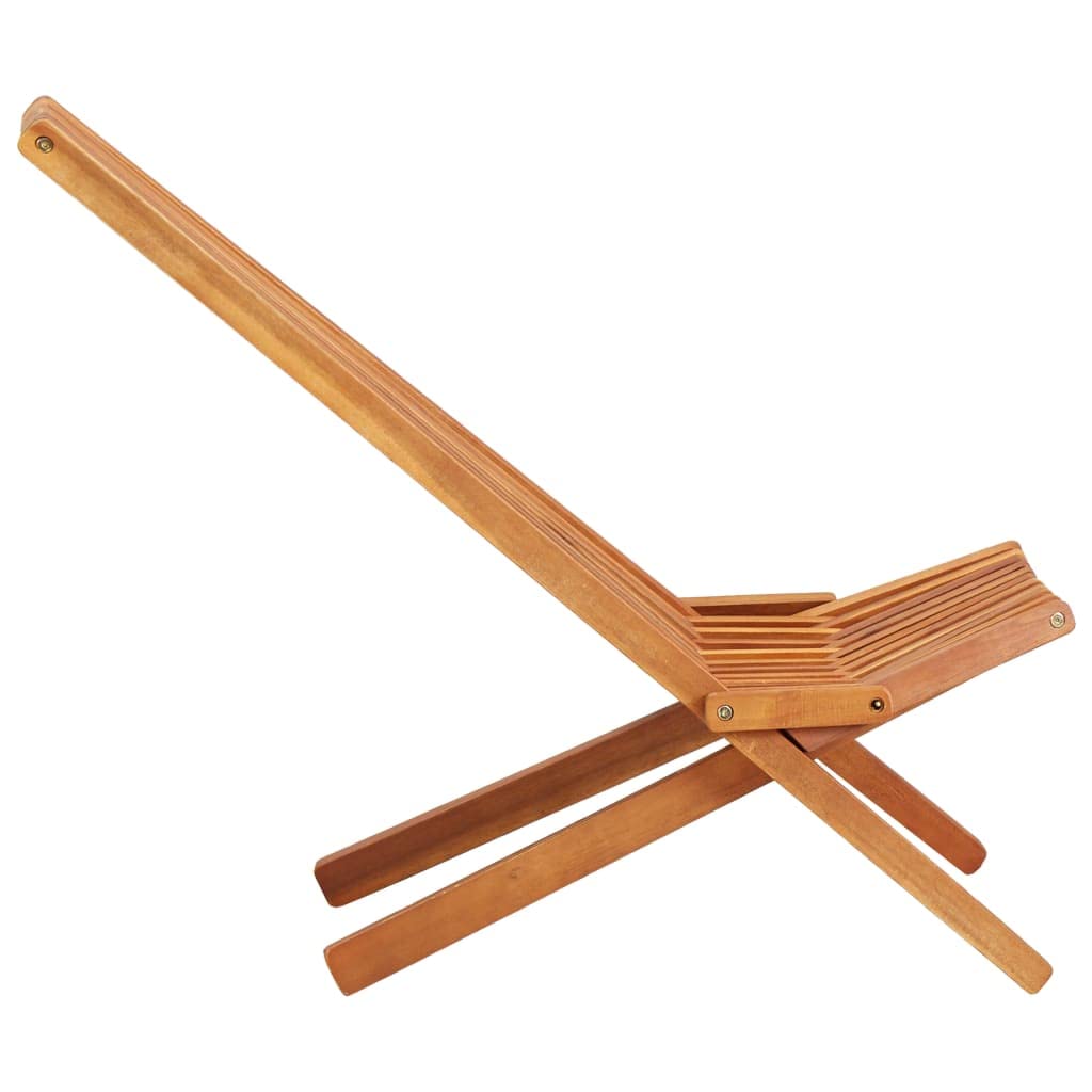 vidaXL Folding Patio Lounge Chair - Solid Acacia Wood, Weather/Water Resistant, Ergonomic Seat with Tall Backrest, Easy Storage, Ideal for Indoor & Outdoor Use