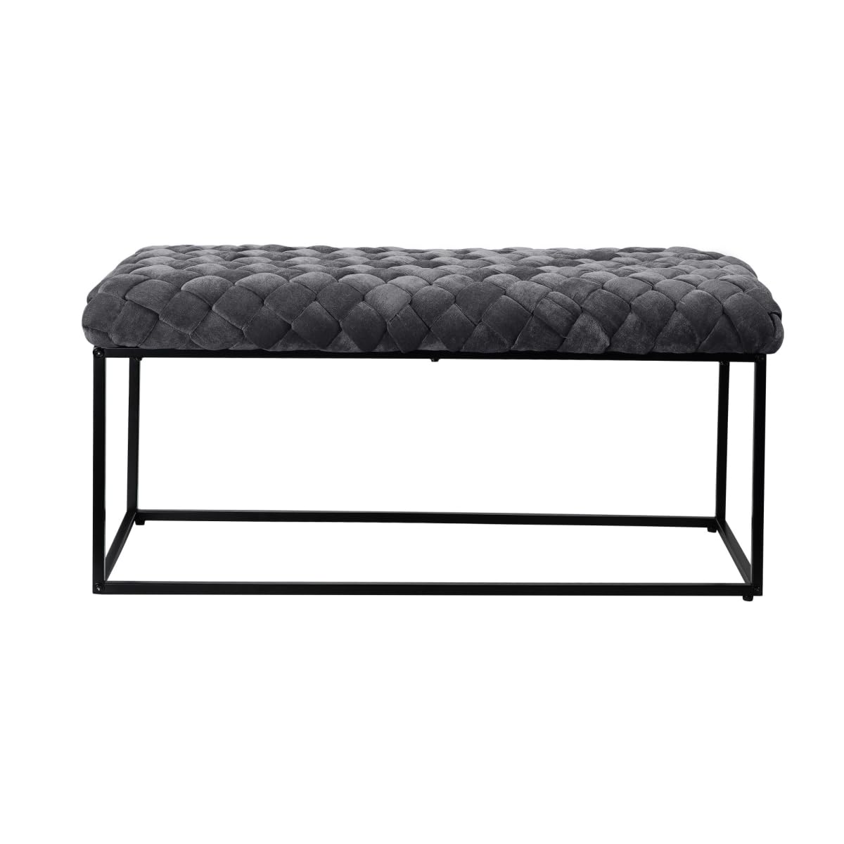 HomeRoots 490883 18.1 x 17.3 x 39.4 in. Gray & Black Upholstered Upholstery Entryway Bench