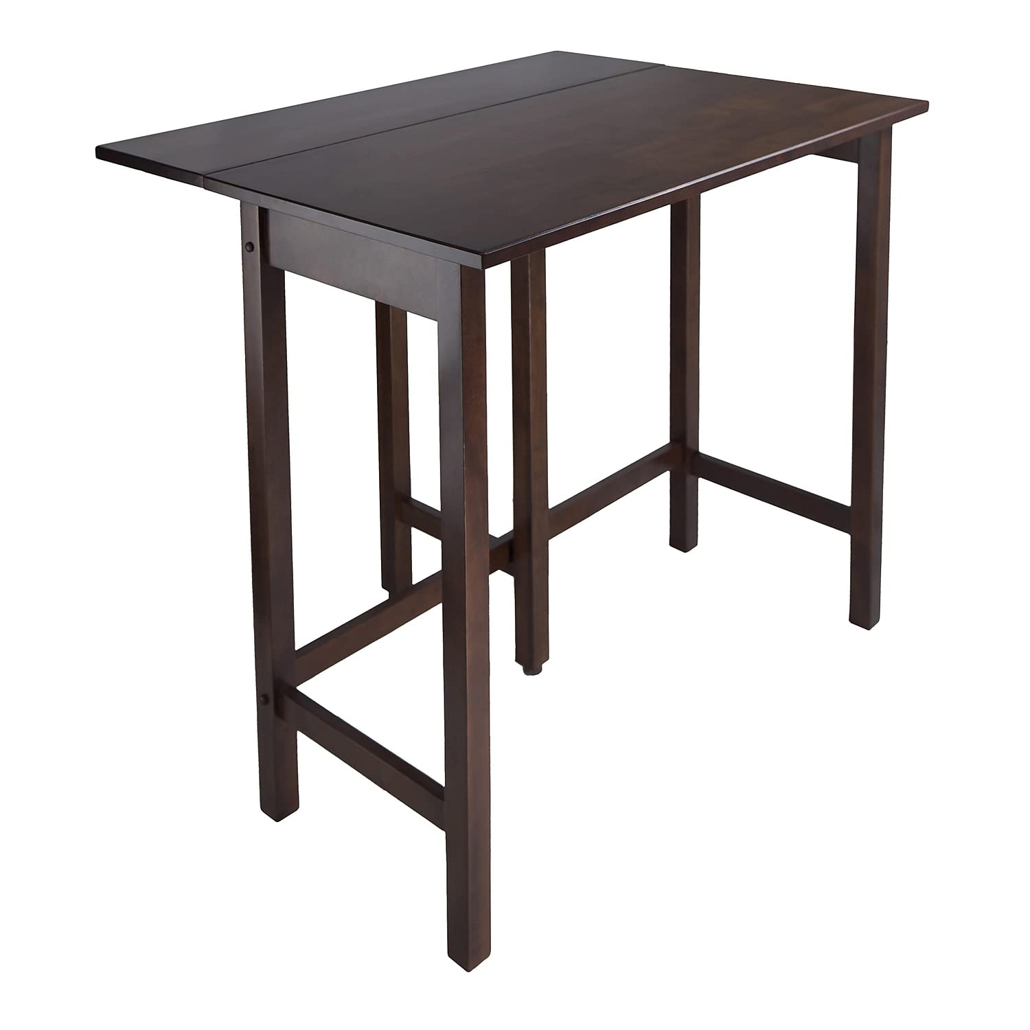 Winsome Lynnwood 35.43 x 39.39 x 30-Inch Wood Rectangular Drop Leaf High Table, Antique Walnut (94149)