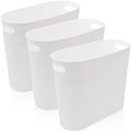 3 Pack Narrow Office Trash Can 3.2 Gallon Slim Waste Basket, Plastic Bathroom Wastebasket Slim Garbage Can Container Bin with Ha