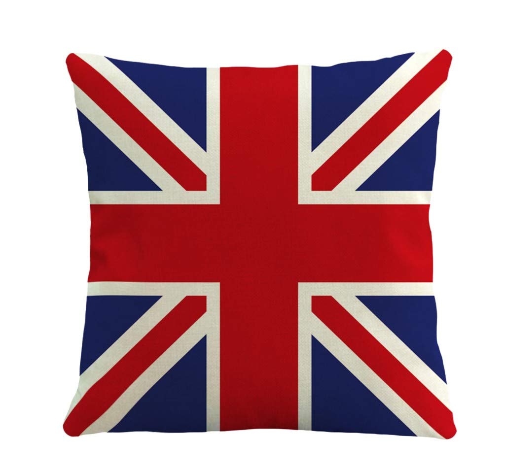 Elbme Car Bed Sofa British Flag Decorative Classic Pillow Case Cushion Cover Pillow Case Cotton Linen Sofa Car Throw Cushion Cov