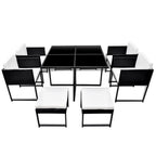 Vidaxl 9 Piece Patio Dining Set With Cushions Poly Rattan Black
