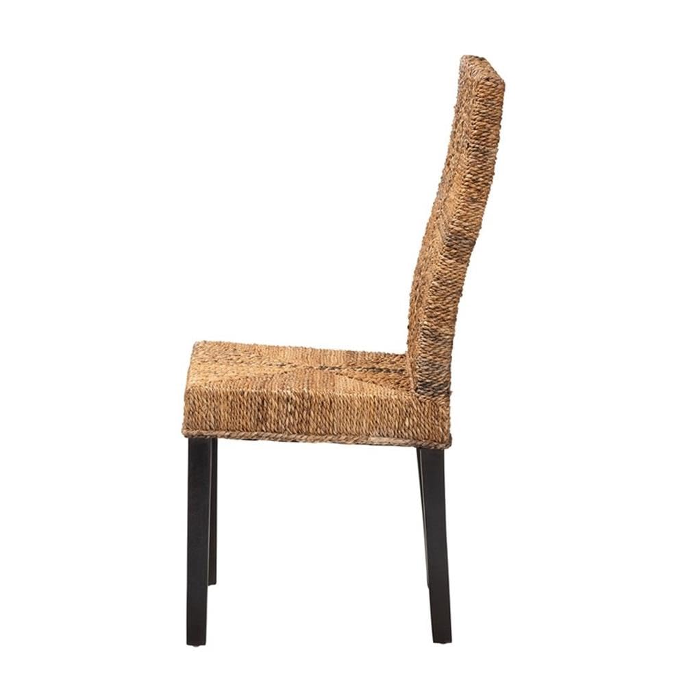 Baxton Studio Laymi Modern Bohemian Dark Brown Mahogany Wood And Banana Fiber Dining Chair
