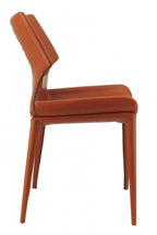 HomeRoots Eco-Leather, Metal, Plywood Set of Two Cognac Faux Leather Wrapped Dining Chairs