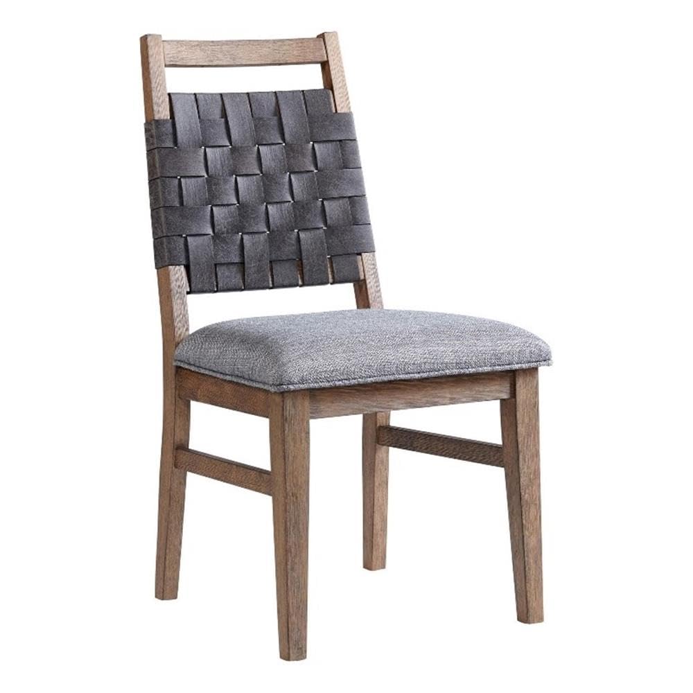 Intercon Oslo Side Chair with Woven Back and 4 Legs, Weathered Chestnut, Set of 2 Furniture