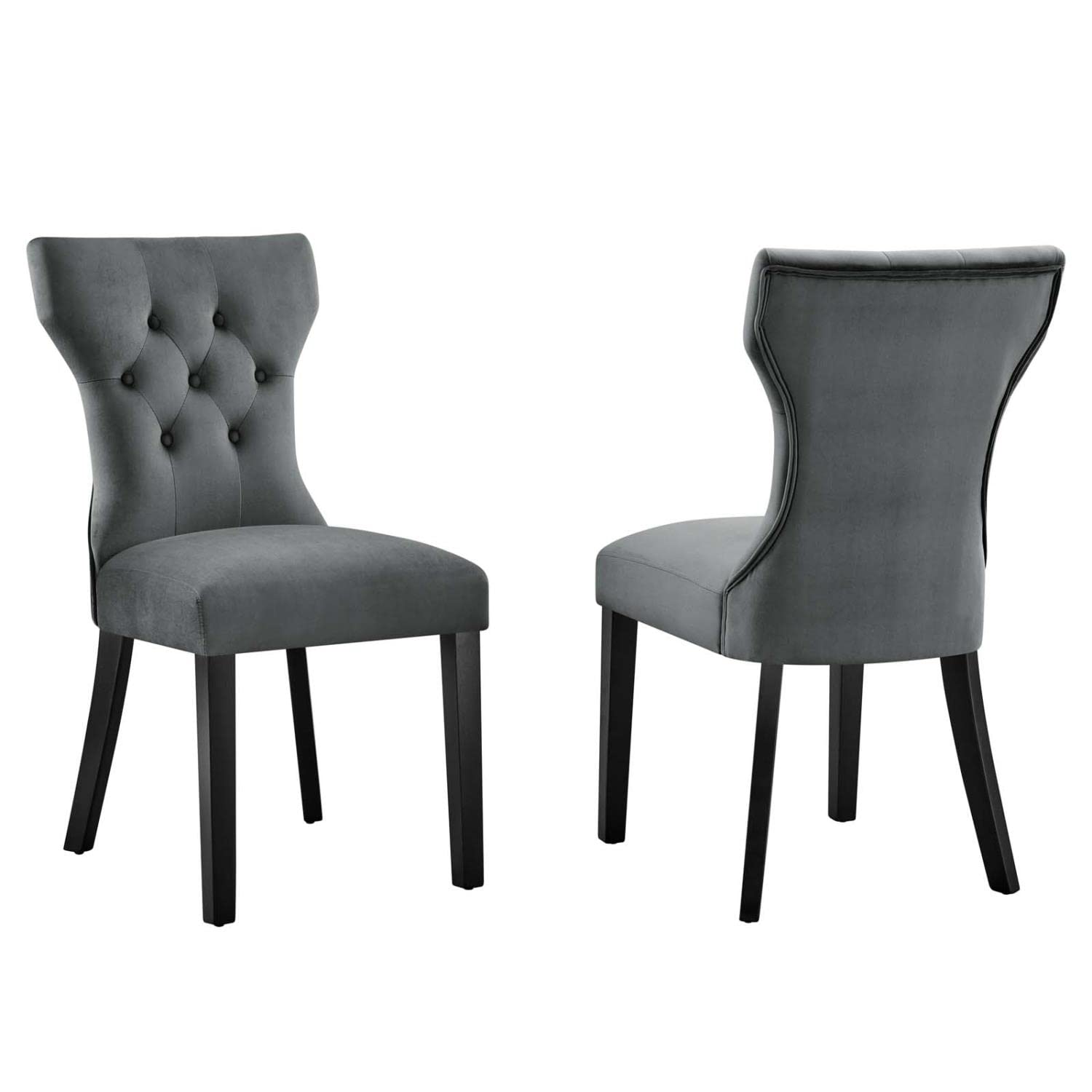 Modway Silhouette Velvet Set Of 2 Dining Chairs With Gray Finish Eei-5014-Gry