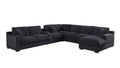 Lilola Home Celine Dark Gray Chenille Fabric Corner Sectional Sofa with Right-Facing Chaise, Cupholders, and Charging Ports