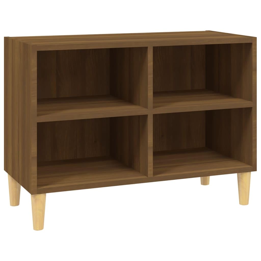 vidaXL TV Cabinet with Solid Wood Legs Brown Oak 27.4x11.8x19.7