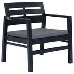 vidaXL 3-Piece Patio Lounge Set - Anthracite Plastic Outdoor Furniture Set with Armchairs, Table, and Comfortable Polyester Seat Cushions
