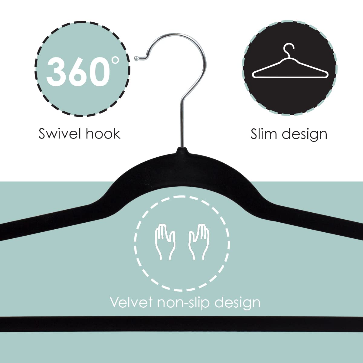 10 Pack Velvet Hanger Black