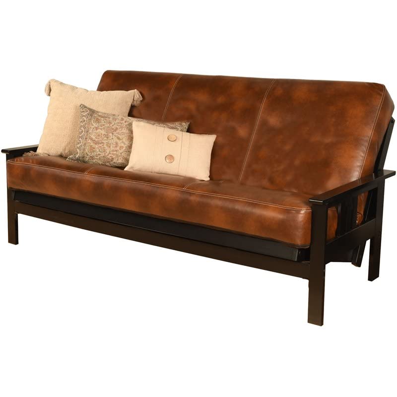 Kodiak Furniture Monterey Black Sofa with Brown Faux Leather Mattress