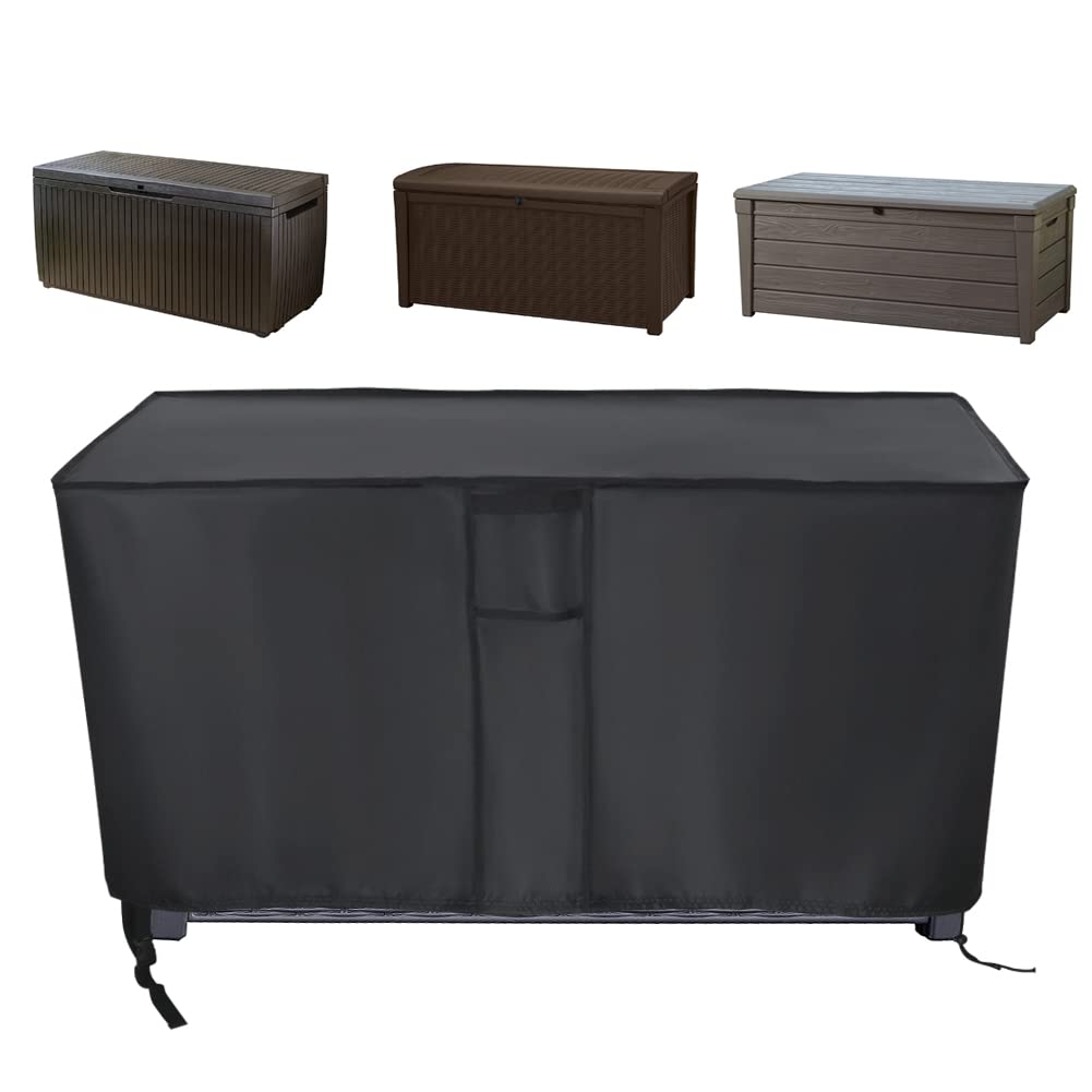 Kingling Deck Box Cover, Outdoor Storage Box Cover For Keter 110 Gallon Deck Box, Waterproof Outside Patio Storage Bench Deck Bo