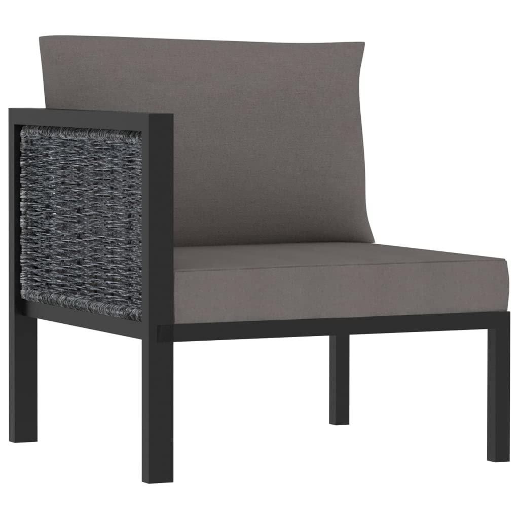 vidaXL Sectional Corner Sofa with Right Armrest Garden Patio Balcony Outdoor Indoor Seating Furniture Chair Lounge Sofa Anthracite Poly Rattan