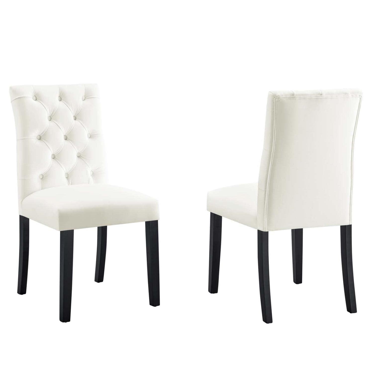 Modway Duchess 21&Quot; Modern Velvet Dining Chairs In White/Black (Set Of 2)