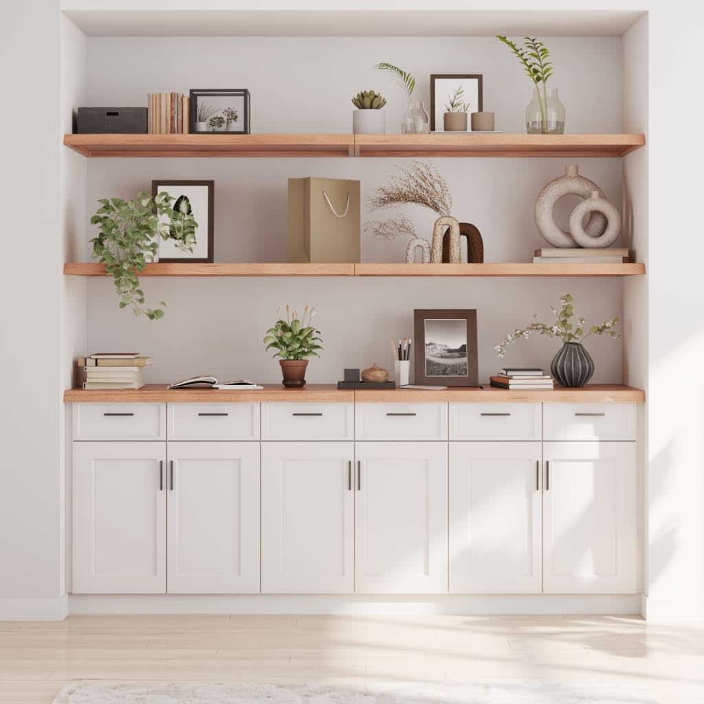 vidaXL Solid Oak Wood Wall Shelf, Light Brown with Live Edge, Versatile Usage as Cabinet or Table Top, 78.7"x 19.7"x 1.6"
