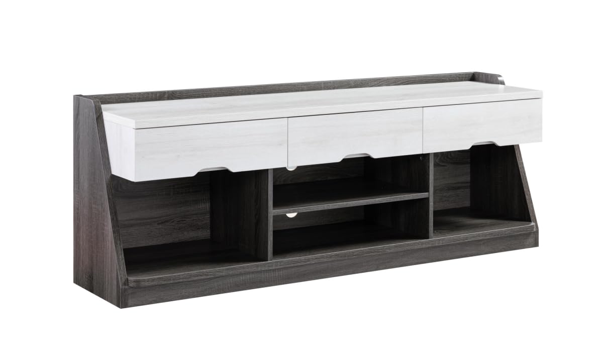 HomeRoots 482783 23.25 x 62 x 15.5 in. White Oak & Distressed Gray Particle Board Cabinetenclosed Storage TV Stand