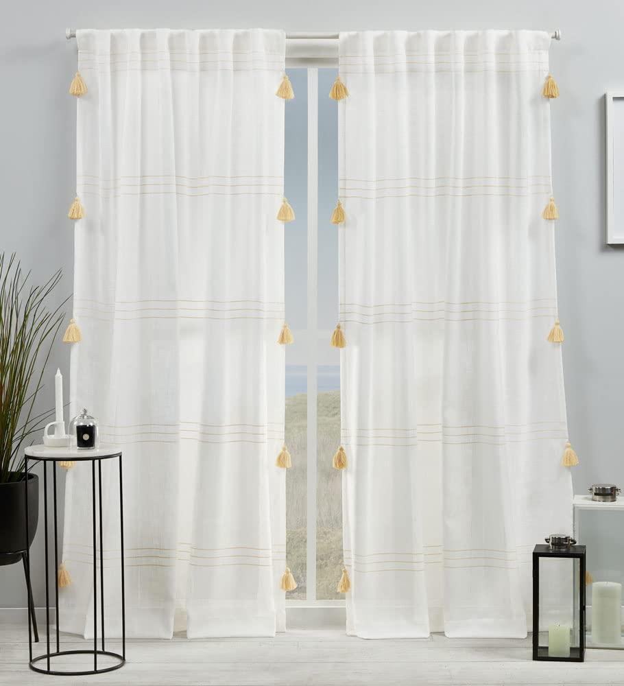 Exclusive Home Curtains EH8464-03-2-84H Demi Light Filtering Hidden Tab Top Curtain Panel Pair, 54x84, Yellow