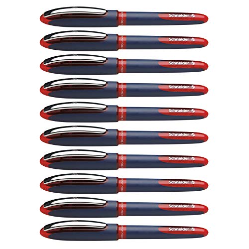 Rediform PSY183002-10 0.6 mm Schneider One Business Rollerball Pen44; Red - Pack of 10