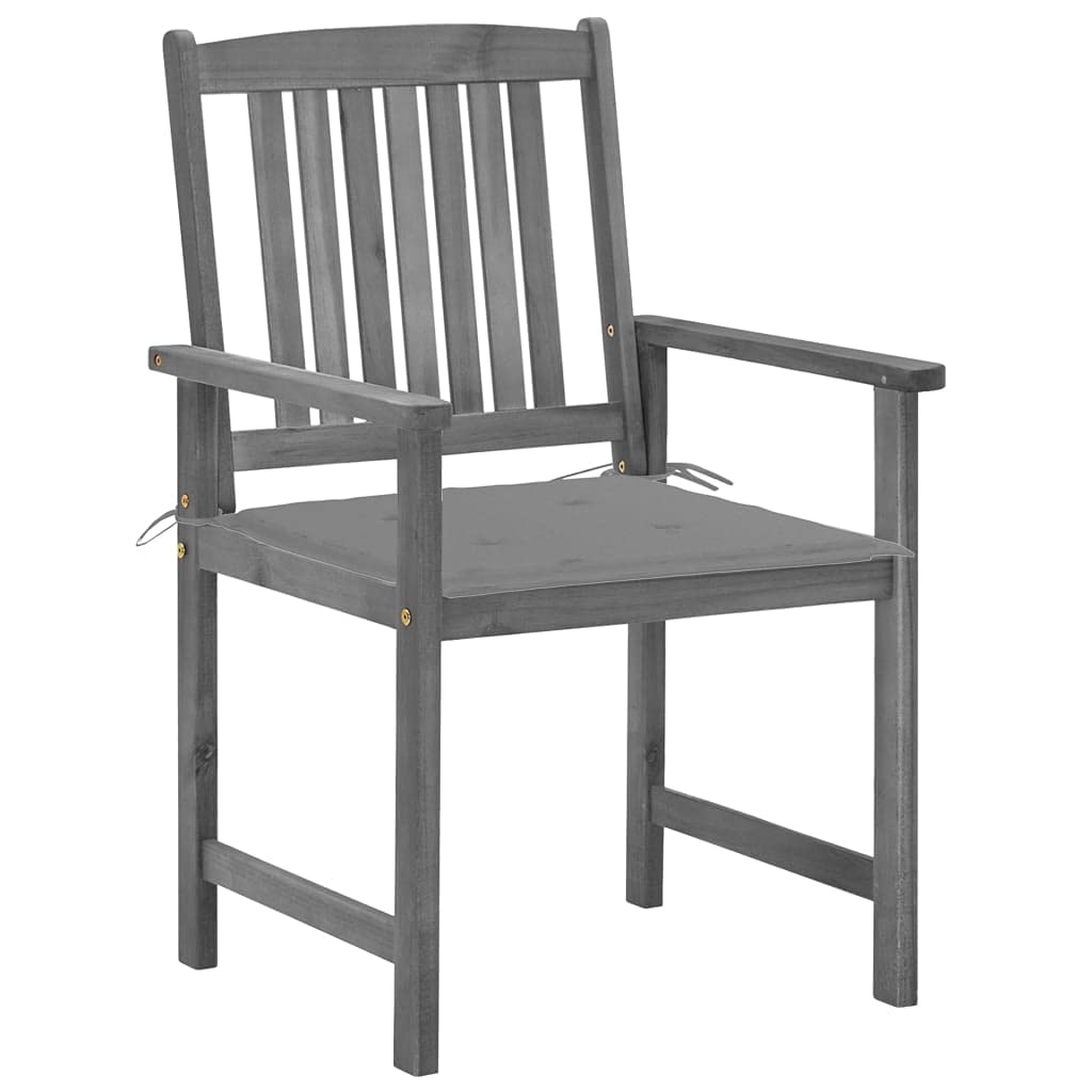 Acacia Wood Patio Chairs with Gray Wash Finish and Cushions - Set of 2 - Thumbnail 2