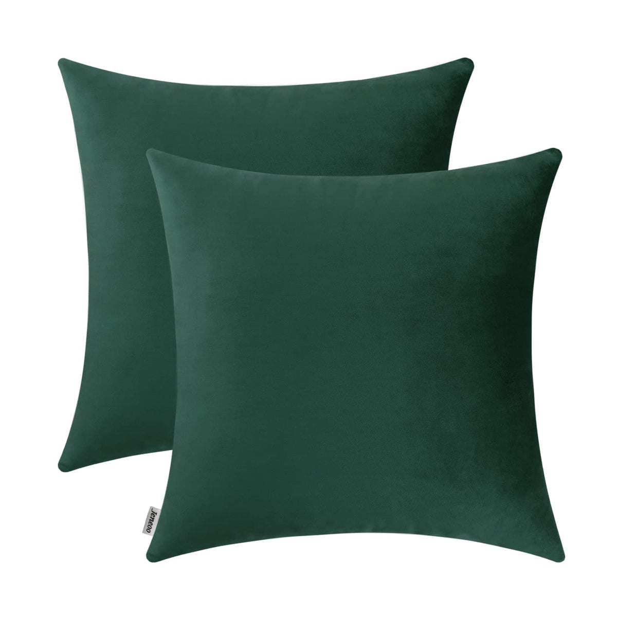 Jeneoo Comfy Soft Thick Velvet Throw Pillow Cases For Sofa Couch, Decorative Solid Square Cushion Covers For Bedroom Car (Hunter