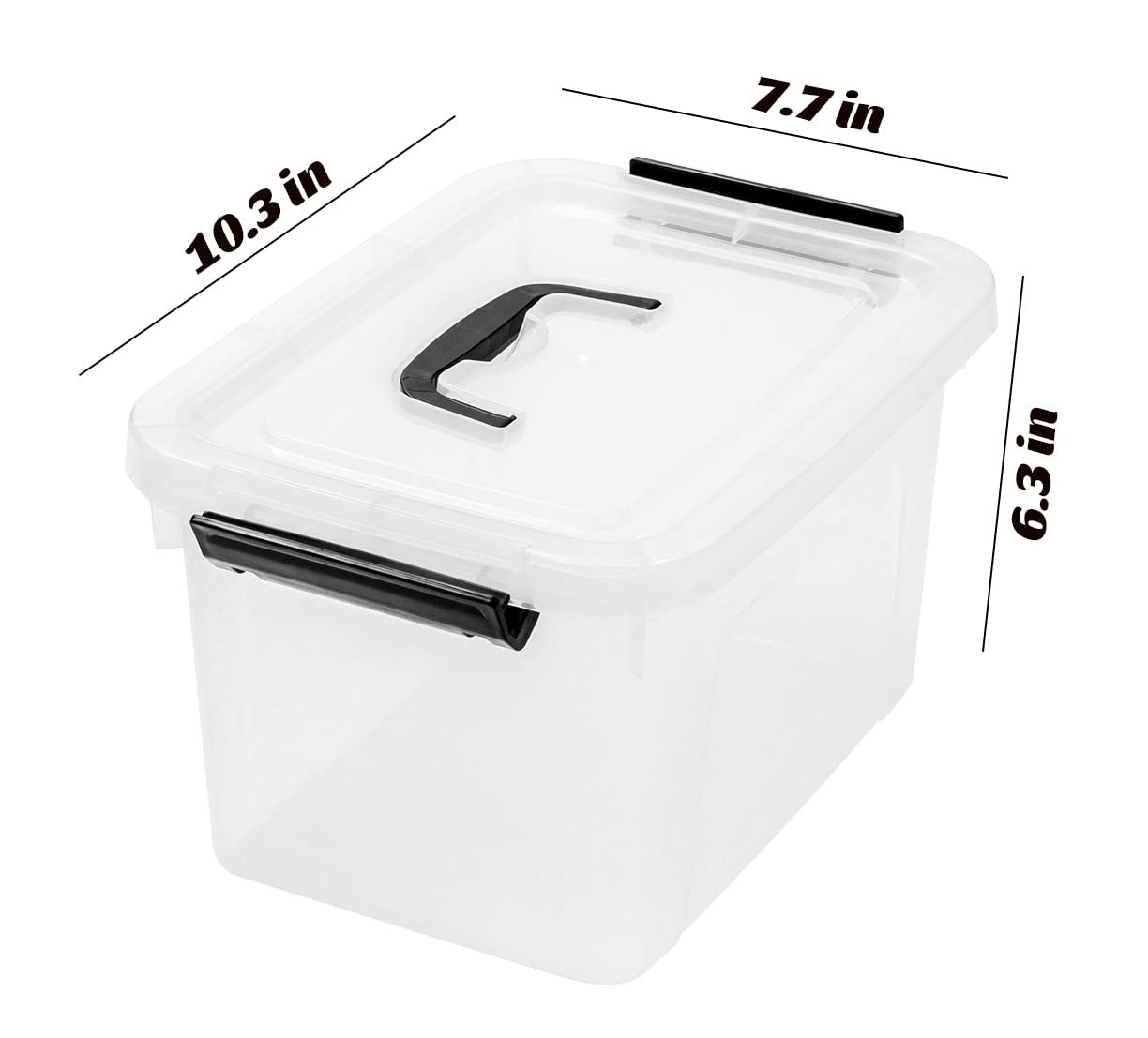 Jujiajia 6 Quart Clear Storage Latch Box/Bins, 6-Pack Plastic Container With Latches And Lid