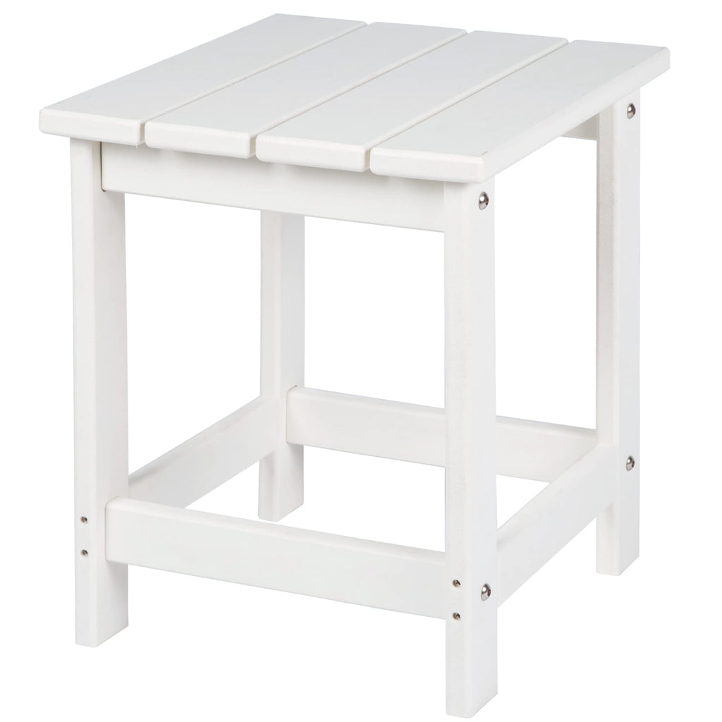 Lzrs Adirondack Square Side Table, Pool Composite Patio Table,Hdpe End Tables For Backyard,Pool, Indoor Companion, Easy Maintenance & Weather Resistant(White)
