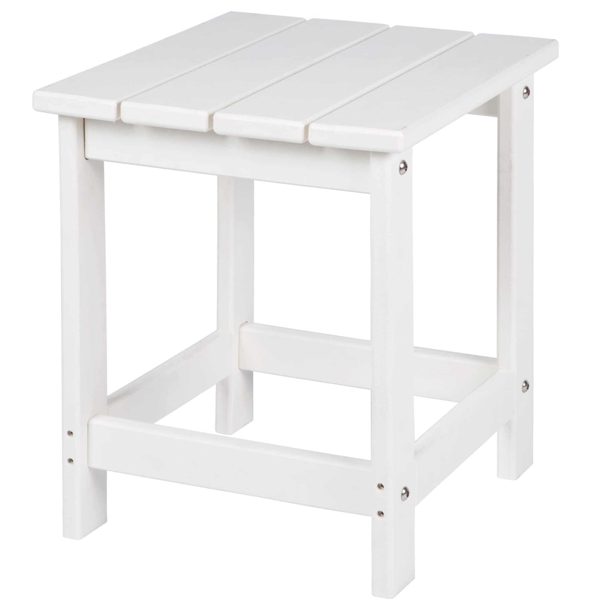 Lzrs Adirondack Square Side Table, Pool Composite Patio Table,Hdpe End Tables For Backyard,Pool, Indoor Companion, Easy Maintenance & Weather Resistant(White)