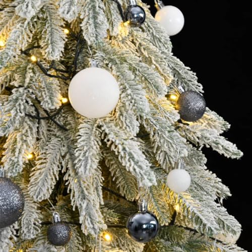 Vidaxl Artificial Christmas Tree 59.1&quot; With 150 Leds, Snow Flocking, Ball Set, And Sturdy Stand - White