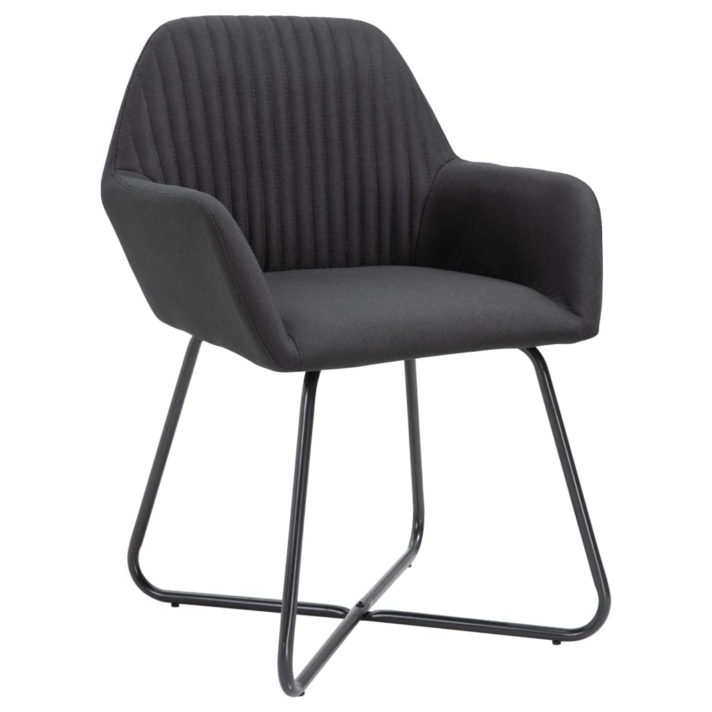 vidaXL Modern Dining Chairs - Set of 6 ?Black Fabric with Stable Powder-Coated Steel Legs, Ergonomically Designed for Comfort, Perfect for Dining Room and Living Room