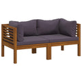 vidaXL 2-Seater Outdoor Patio Sofa with Cushions -Solid Acacia Wood Lounge Set - Modular Design - Weather Resistant - Easy Assembly - Suitable for Garden and Patio