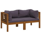 vidaXL 2-Seater Outdoor Patio Sofa with Cushions -Solid Acacia Wood Lounge Set - Modular Design - Weather Resistant - Easy Assembly - Suitable for Garden and Patio