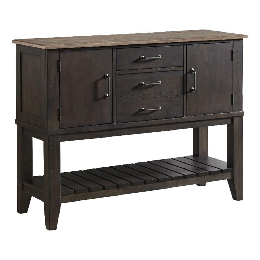 Intercon Beacon 53" Wide Server with 3 Drawers and 2 Cabinets, Black & Walnut Sideboards