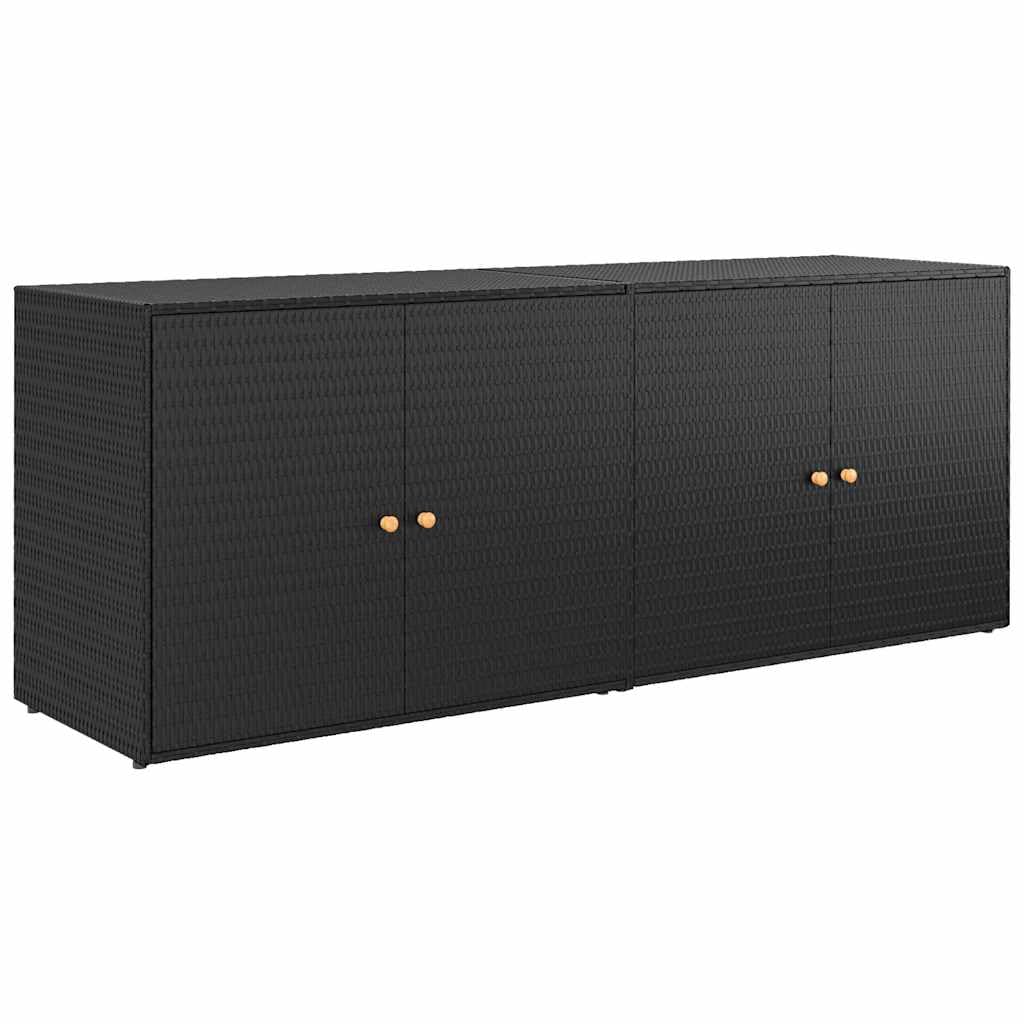 vidaXL Garden Storage Cabinet Black 78&quot;x21.9&quot;x31.5&quot; Poly Rattan