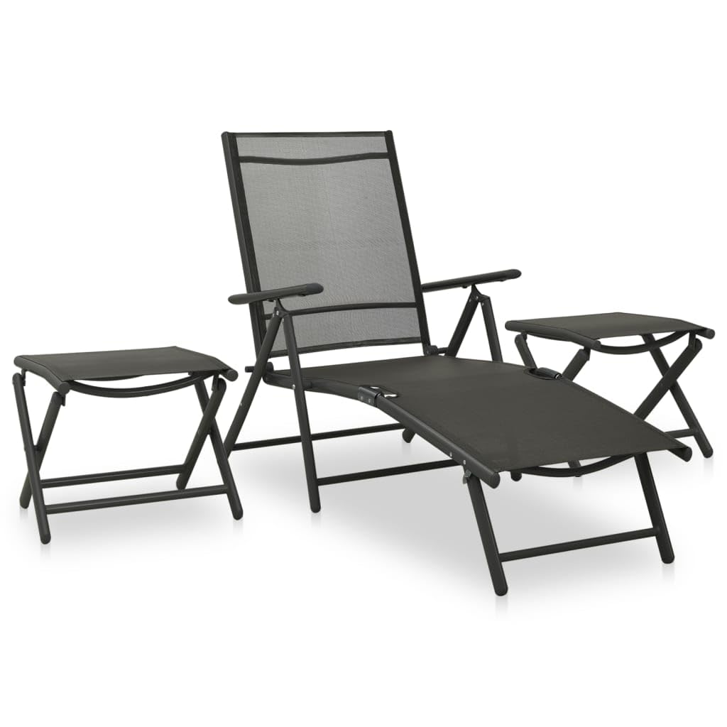 vidaXL Patio Dining Set - Stylish 10 Piece Outdoor Set with Aluminum Frame and Textilene Seats in Black and Anthracite